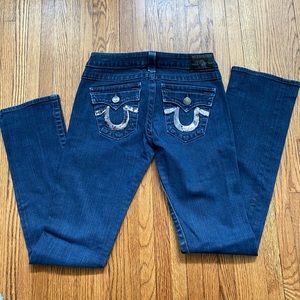 True Religion Mid Rise, Sequins Pockets Jeans